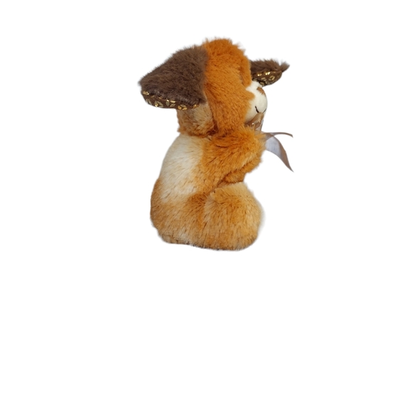 Mini Plush Dog Fuzzy Friends Brown Dog With Shiny Ears 4" - Picture 2 of 8